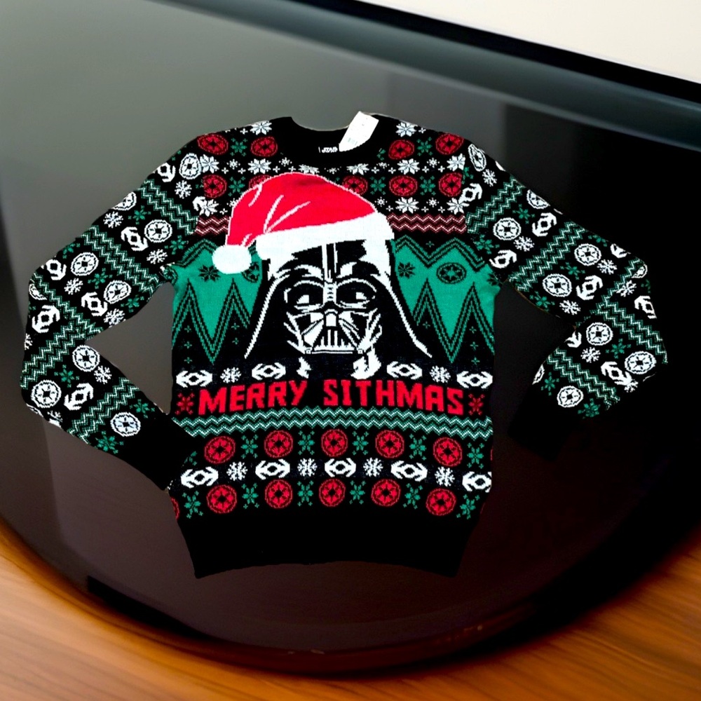 Star Wars Darth Vader MERRY SITHMAS Men Holiday Ugly(Coolest) Sweater Woven NWT